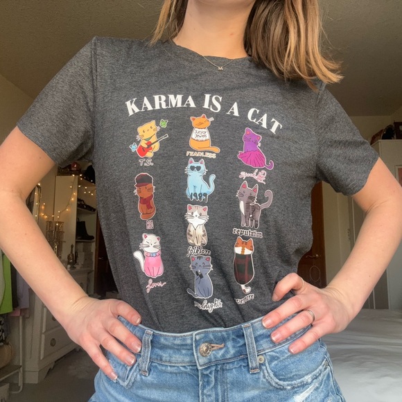 taylor swift karma is a cat grey eras tour t-shirt - Picture 3 of 11